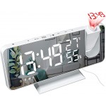 Mightree Projection Alarm Clock for Bedroom Digital Alarm Clock with USB Charger 7.4 Large LED Mirror Display Radio Alarm Clock Dual Smart Alarm with Projection on Ceiling White - BCL2C5WQR