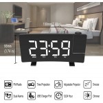 Mightree Projection Alarm Clock for Bedroom Digital Alarm Clock with USB Charger Large LED Mirror Display Radio Alarm Clock Dual Smart Alarm with Projection on Ceiling Blue Digital Black-White - BHC1A0P9X