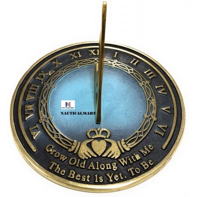 Nautical-Mart Brass Sundial Grow Old with Me Blue Color - B92Q8NMO1