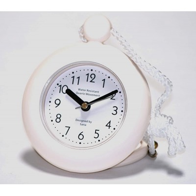 Our White Bathroom Shower Rope Clock with a Clear Easy to Read Clock face is Water-Resistant and Engineered with a Superior Quartz Movement and Turning Second Hand for Accurate timekeeping - B190F17J5