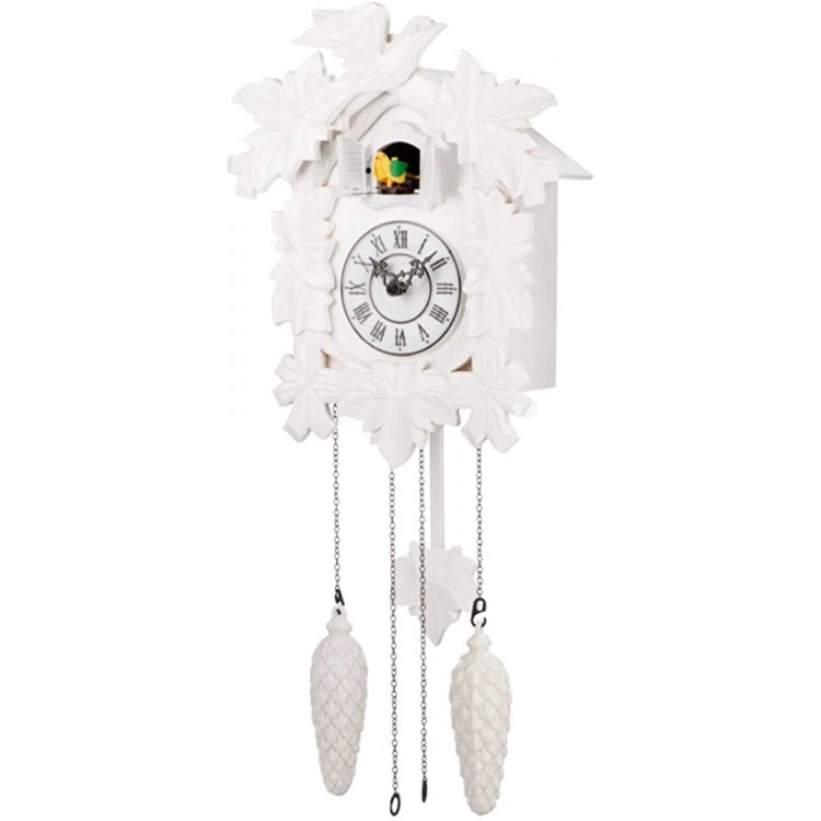 Polaris Clocks Cuсkoo Cloсk with Night Mode Hand Carved Birds Weights and Swinging Pendulum White - B8I00SYTQ