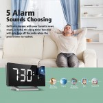 Projection Alarm Clock for Bedroom 7.1inch Dual Alarm Clock FM Radio Clock 0-100% Dimmer Brightless Screen Adjustable Clock with 180° Projector & 3-Level Brightless USB Charger 5 Alarm Sound - BX6RRNDMJ