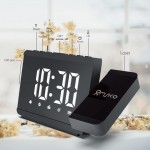 Projection Alarm Clock with FM Radio for Bedroom LED Digital Clock with Rotatable 180° Ultra-Clear Projector on Ceiling Auto Dimmer USB Charging Port Dual Alarms with Snooze 12 24 Hours Black - B7UHG40PA