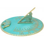 Renovators Supply Manufacturing Sundial Verdigris Finish Solid Brass 9 3 4 Dia Vintage Sun Dial Garden Or Lawn Clock Retirement Anniversary Wedding Gifts Patio Timekeeper Outdoor Compass for Yards - BTR23ON61