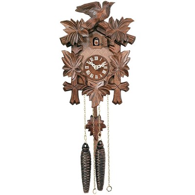 River City Clocks One Day Hand-Carved Cuckoo Clock with Five Maple Leaves & One Bird 9 Inches Tall Model # 11-09 - BF1DF2N5F