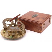 Roorkee Instruments Antique Nautical Vintage Directional Magnetic Sundial Clock Pocket Compass Quote Engraved Baptism Gifts with Wooden Case for Love Father Son 5" "Gilbert & Sons London 1895" - BABIS5M9I