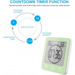 Sunsbell Shower Wall Clock Waterproof Digital Temperature Humidity Display with Suction Cup Touch Screen Timer for Kitchen Bathroom Green - BTY8Q743K