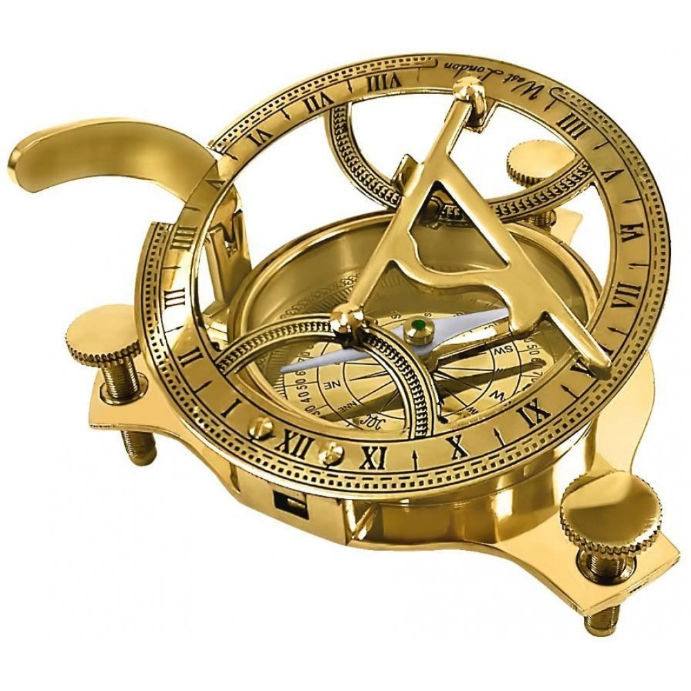 THORINSTRUMENTS with device 5 Real Simple A Handtooled Handcrafted Brass Sundial Compass - BEAORY18M