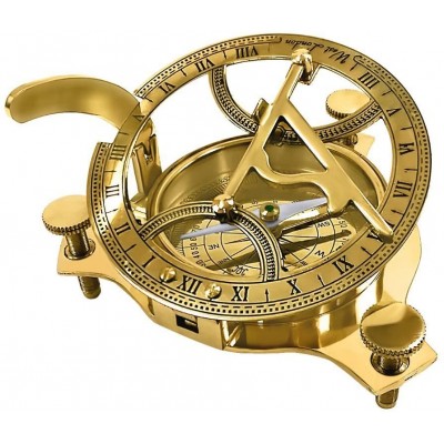 THORINSTRUMENTS with device 5" Real Simple A Handtooled Handcrafted Brass Sundial Compass - BEAORY18M