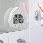 Wall Clock Digital Bathroom Shower Wall Clock Waterproof for Water Spray Temperature Humidity Multiple Mounting Option Household - BPF2QQVX9