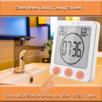 Waterproof Bathroom Clock and Timer for Shower Digital Water Resistant Shower Alarm Clocks with Suction Cup Water Proof Bathroom Hanging Wall Clock Humidity Temperature Meter Touch Screen White - BXQHUT0KA