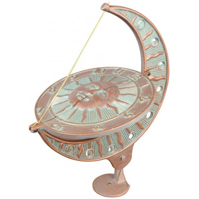 Whitehall Products Sun and Moon Aluminum Sundial 01273 8.75 inches wide by 15.5 inches high copper verdigris - B3W48NA1X