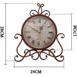Antique Mantel Clock Non Ticking Battery Operated Table Clock European Style Retro Desk Clock for Living Room,Bedroom - BD0LWYFX8
