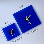 CUTTI Modern Desk Clock 7 Inch Square Klein Blue Non-Ticking Silent Battery Operated Decorative Small Mini Shelf Desktop Table Mantel Clock for Home Office Living Room or Bed Room - BW5B6WOCL