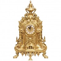 French Style Brass Mantel Clock H 23" W 14" - B7C4SKCPY