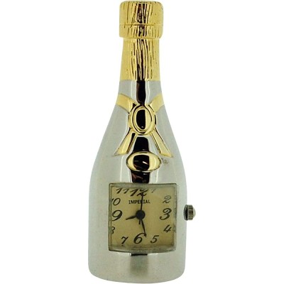 GTP Miniature Chrome & Goldtone Champagne Bottle Novelty Collectors Clock IMP1031 - BA8TXN6JQ