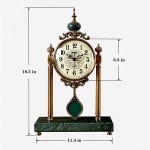 HDHR Vintage Mantel Clock with Pendulum Grandfather Clock Desk Clock for Living Room Decor Farmhouse Antique Anniversary Metal Digital Clock for Mantelpiece Office Bedroom Bedside,Green - B5XCT9DQX