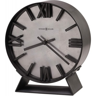 Howard Miller Indigo Mantel Clock 635-209 – Aged Silver Finish Deep Bent Iron Metal Frame Machined Steel Background Antique Home Decor Quartz Movement - BKX6LKBYL