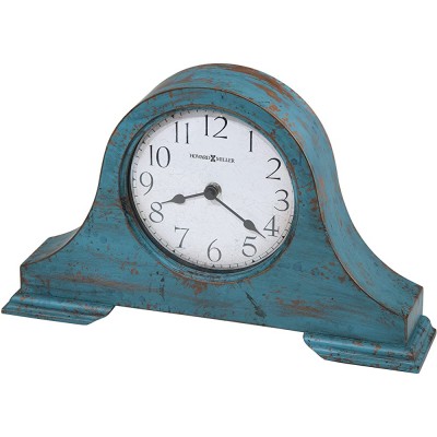 Howard Miller Tamson Mantel Clock 635-181 – Worn Teal Blue Finish Vintage Wooden Design Felted Base Worn Arabic Numerals Rustic Home Decor Quartz Movement - B4O2FMXD4