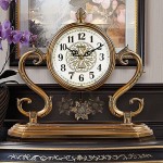 RNUIE Metal Mantle Clock Decor,Retro Luxury Pendulum Desk Clock ,Antique Mantle Clock for Living Room,Fireplace,Tabletop,Office - BJ06K7CS7