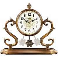 RNUIE Metal Mantle Clock Decor,Retro Luxury Pendulum Desk Clock ,Antique Mantle Clock for Living Room,Fireplace,Tabletop,Office - BJ06K7CS7