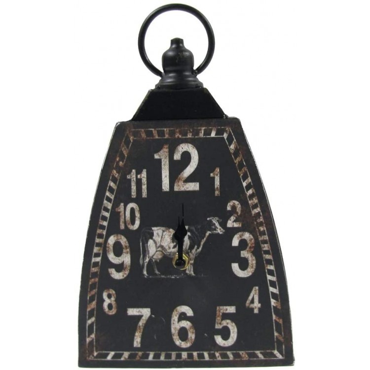 TG,LLC Treasure Gurus Rustic Black Metal Cowbell Table Mantle Clock Vintage Cow Bell Farmhouse Kitchen Decor - B253HTKFL