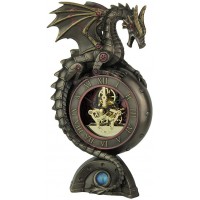 Veronese Design Steampunk Dragon Bronze Finish Table Clock with Moving Clockworks - B6VHT58ZQ