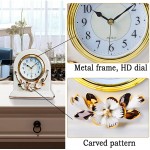 Vintage Desk Clock Mantle Decor,Table Clock Battery Operated,Rustic Ceramics Mantel Clock for Living Room,Fireplace,Bedroom,Shelf Decoration - BL6KXBU58