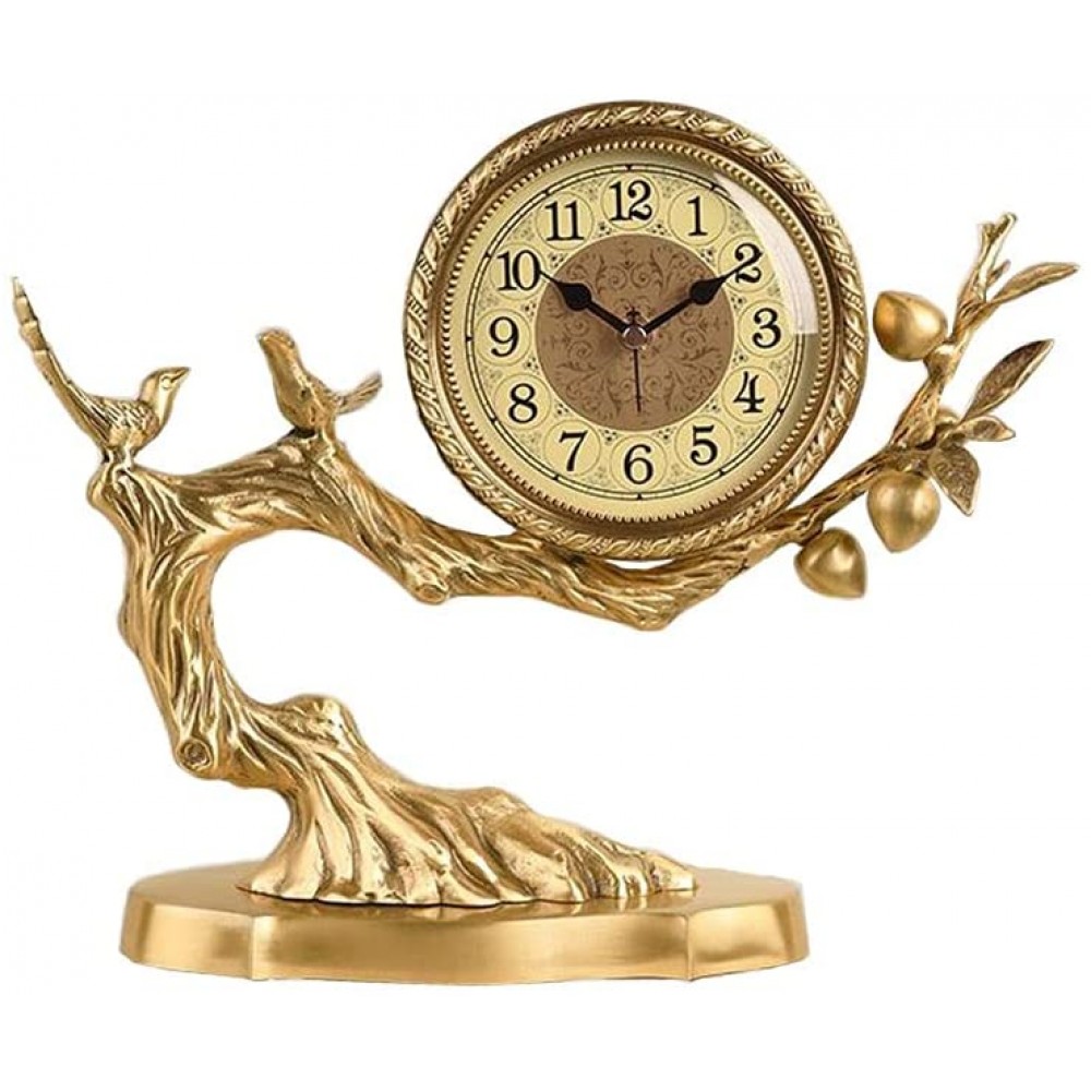 YUHUAWF Table Clock Brass Desk Clock New Chinese Style Desk Clock Desktop Decoration Ornaments Home Bedroom Bedside Clock 11.02 Inches Decor Clocks - BHSVG2ZXF