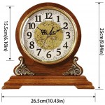YUHUAWF Table Clock Clock Chinese Style Retro Wooden Mute Desk Clock Desktop Clock Desktop Ornaments Home Bedroom Table Clock 9.84 Inches Decor Clocks - B6N20V4D1