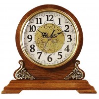 YUHUAWF Table Clock Clock Chinese Style Retro Wooden Mute Desk Clock Desktop Clock Desktop Ornaments Home Bedroom Table Clock 9.84 Inches Decor Clocks - B6N20V4D1