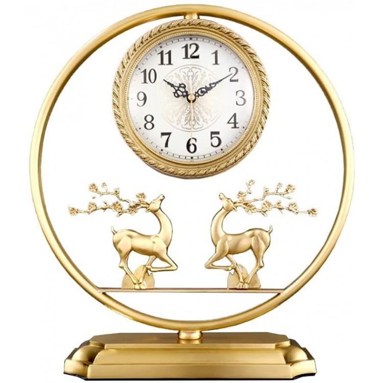 YUHUAWF Table Clock Clocks New Chinese Style Table Clock Household Brass Table Clock Living Room Bedroom Decoration Desktop Ornaments Table Clock 15.74 Inches Decor Clocks Color : Gold - BKYJ2PWH4