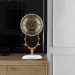 YUHUAWF Table Clock Table Clock Nordic Pure Copper Deer Head Clock Home Living Room Light Luxury Mechanical Desktop Clock Desk Clock Pendulum Gold Decor Clocks - BYSN959K7
