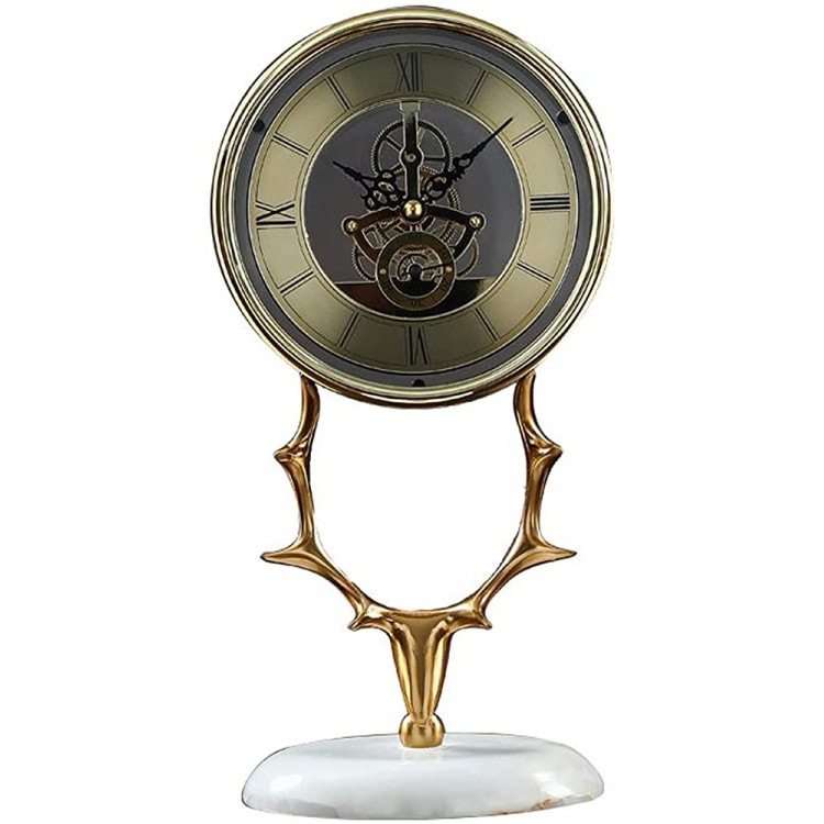 YUHUAWF Table Clock Table Clock Nordic Pure Copper Deer Head Clock Home Living Room Light Luxury Mechanical Desktop Clock Desk Clock Pendulum Gold Decor Clocks - BYSN959K7