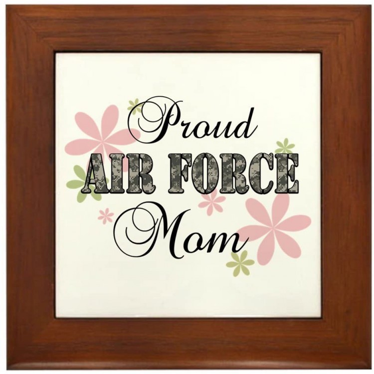 CafePress Air Force Mom [Fl Camo] Framed Tile Framed Tile Decorative Tile Wall Hanging - B9QSCJTCY