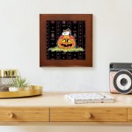 CafePress Day of The Dead Snoopy Pumpkin Framed Tile Framed Tile Decorative Tile Wall Hanging - BRV1LHE97