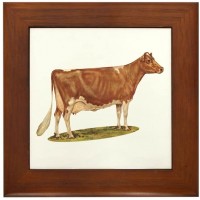 CafePress Ideal Guernsey Cow Framed Tile Framed Tile Decorative Tile Wall Hanging - BQYOKALBK