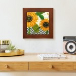 CafePress Modern Vintage Sunflower Framed Tile Framed Tile Decorative Tile Wall Hanging - BEQMP4JN9