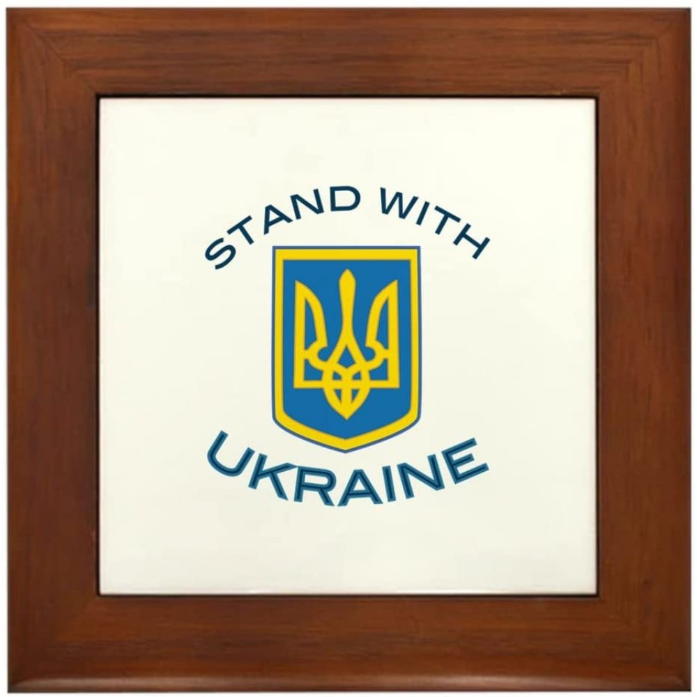 CafePress Stand with Ukraine Framed Tile Framed Tile Decorative Tile Wall Hanging - BOE5FD6UC