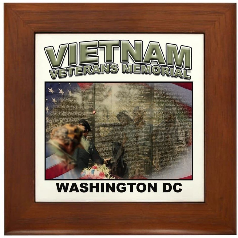CafePress Vietnam Veterans' Memorial Framed Tile Framed Tile Decorative Tile Wall Hanging - B0QFBI5FG