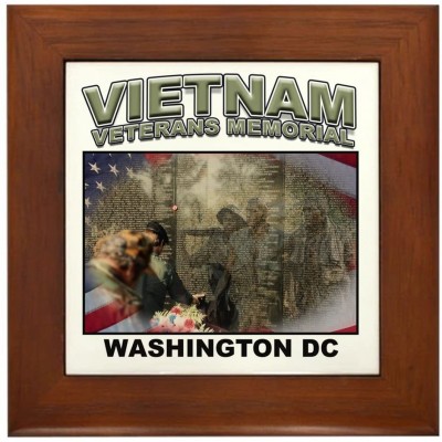 CafePress Vietnam Veterans' Memorial Framed Tile Framed Tile Decorative Tile Wall Hanging - B0QFBI5FG