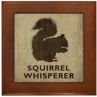 CafePress Vintage Squirrel Whisperer Framed Tile Framed Tile Decorative Tile Wall Hanging - BPL58160T
