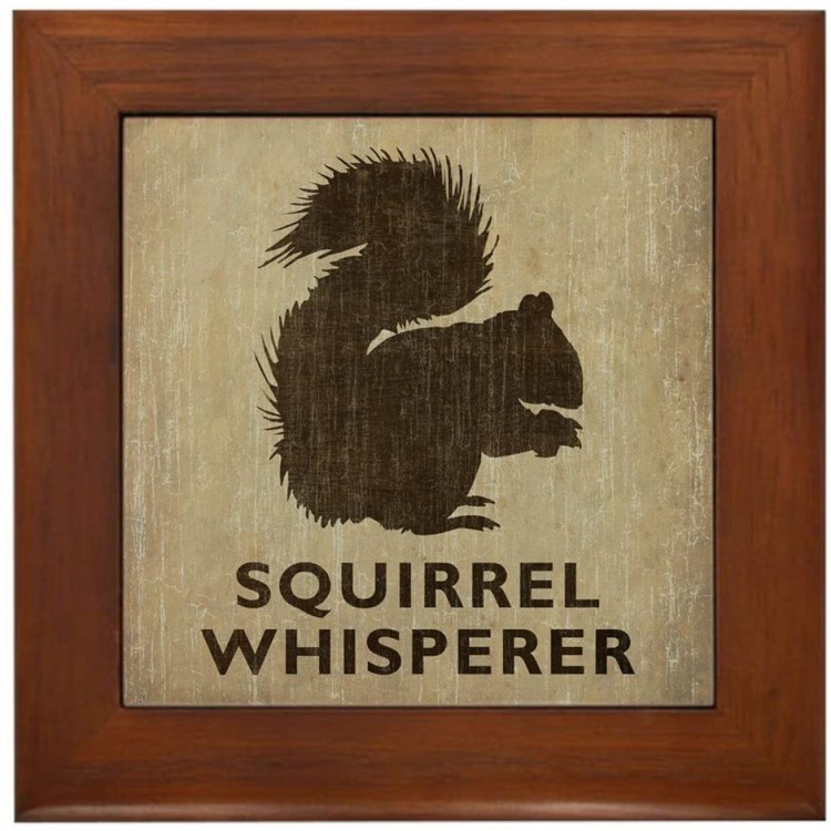 CafePress Vintage Squirrel Whisperer Framed Tile Framed Tile Decorative Tile Wall Hanging - BPL58160T