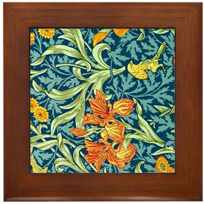 CafePress William Morris Design: Iris Floral Pat Framed Tile Framed Tile Decorative Tile Wall Hanging - BWRL1FSVE