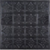Holydecot Tin Wall Tiles 24x24 Nail-Up Stair Risers Metal Ceiling Tiles 5 Pack Black - B0WI2W3NP
