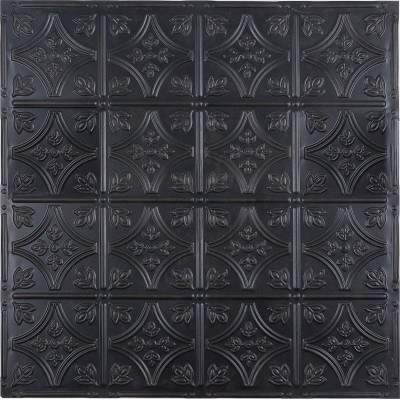 Holydecot Tin Wall Tiles 24x24 Nail-Up Stair Risers Metal Ceiling Tiles 5 Pack Black - B0WI2W3NP