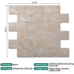 Peel and Stick Backsplash Wall Tile PVC Stickon Tile for Kitchen Backsplash Peel and Stick in Marble Beige 11.85''x11.89'',10 Sheets - BJEMN8ACK