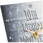 3dRose 10th Wedding Tin Celebrating 10 Years Together Tenth Anniversaries Ten yrs Desk Clock 6 by 6-Inch dc 154441 1 - BQDVC00TK