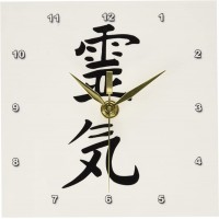 3dRose dc_154525_1 Japanese Kanji Symbol for Reiki Spiritual Energy Healing Method Black and White Traditional Text Desk Clock 6 by 6-Inch - BV6CBUKO0