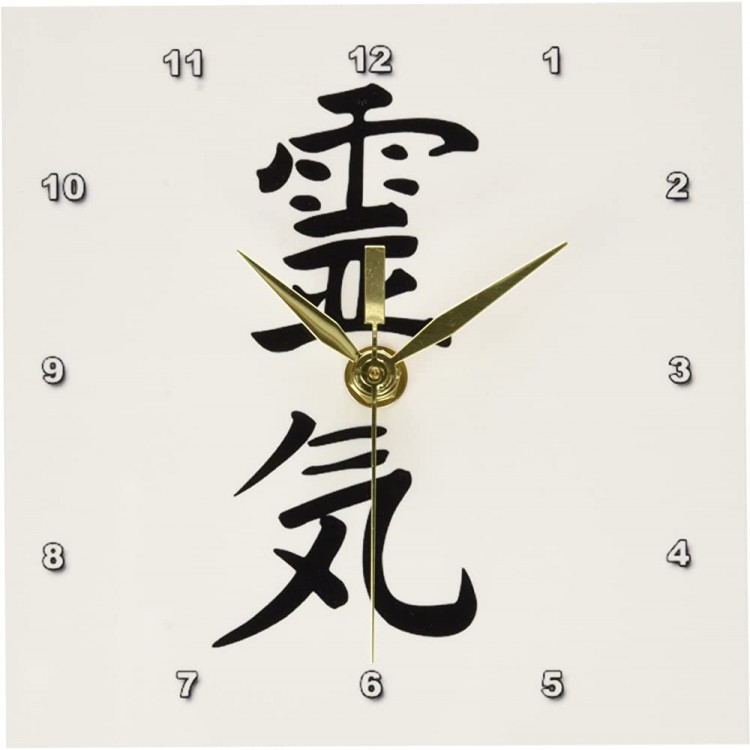 3dRose dc 154525 1 Japanese Kanji Symbol for Reiki Spiritual Energy Healing Method Black and White Traditional Text Desk Clock 6 by 6-Inch - BV6CBUKO0